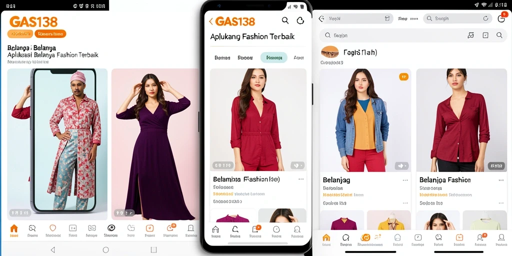 Tampilan antarmuka aplikasi GAS138 dengan fitur belanja fashion yang menarik.