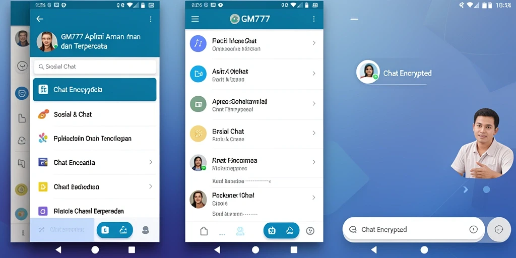 Tampilan antarmuka utama aplikasi GM777 untuk Chat Encrypted.