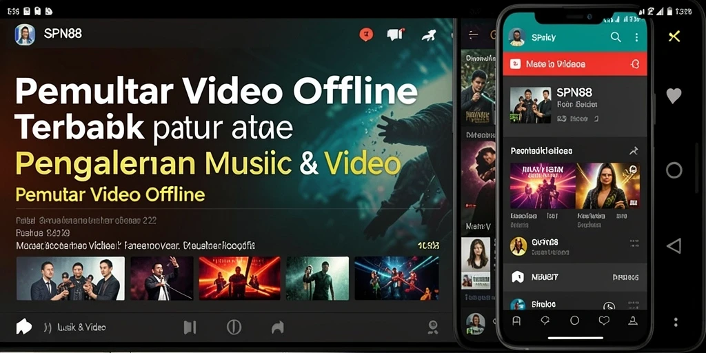 Tampilan antarmuka SPN88 yang sederhana dan menarik untuk Pemutar Video Offline.