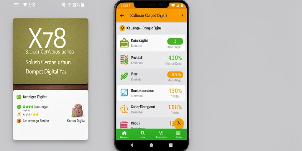 Tampilan antarmuka aplikasi Dompet Digital X78 yang user-friendly.